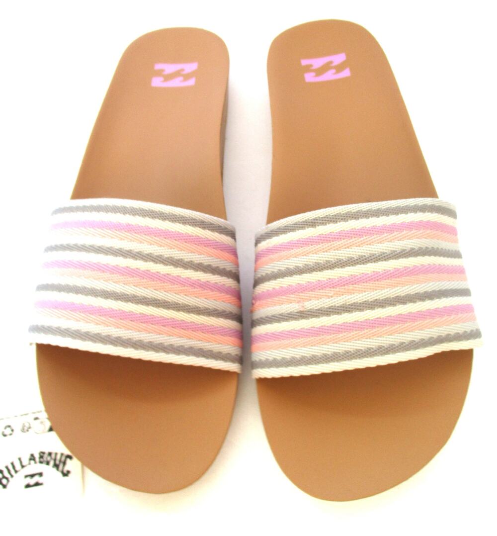 ew BILLABONG Buena Vista Pastel Striped Slide Sandals Women Size 11